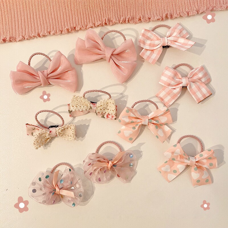 儿童发绳可爱蝴蝶结发圈小女孩不伤发头绳高弹力耐用扎头发橡皮筋