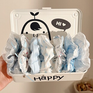 高级感海盐蓝大肠发圈女高弹力头绳丸子头皮筋扎头发少女头花头饰