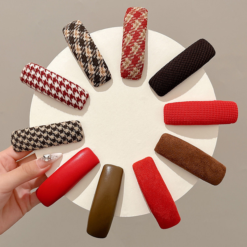 百搭针织布面bb夹女海绵加厚夹子