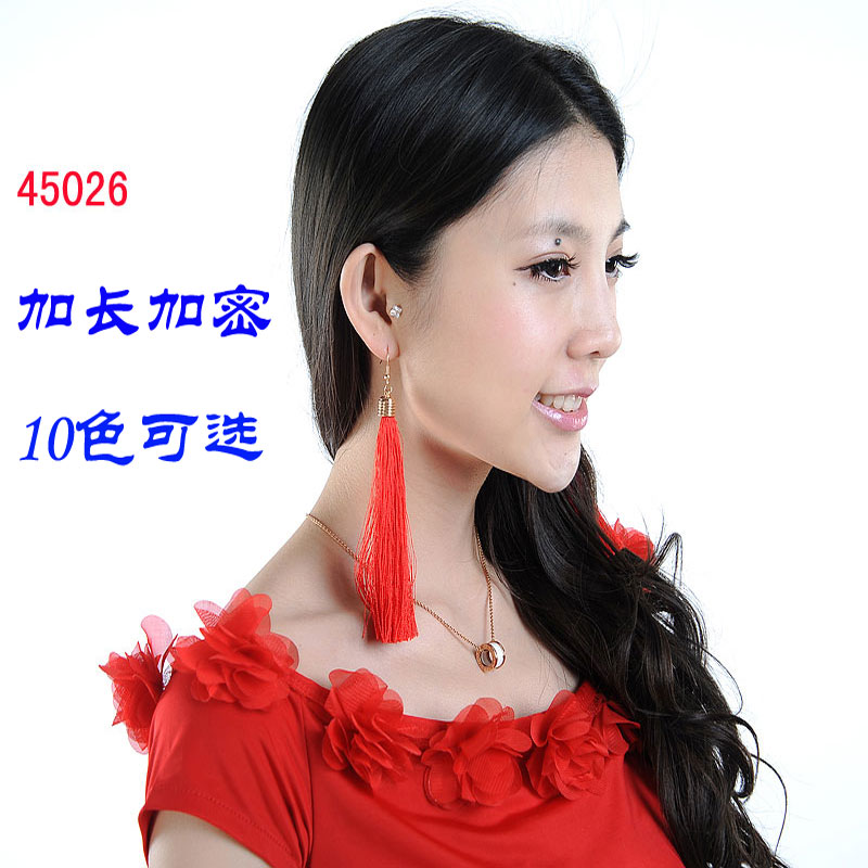 Colorway/康乐为国风红色耳坠长款流苏女耳洞拉丁配饰民族风耳饰