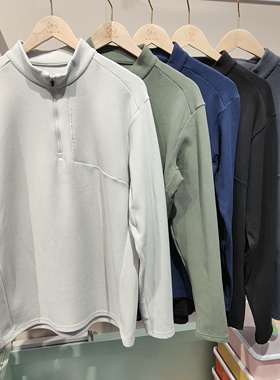 2025秋冬男士半拉链立领长袖T恤户外休闲运动上衣打底衫大码3472