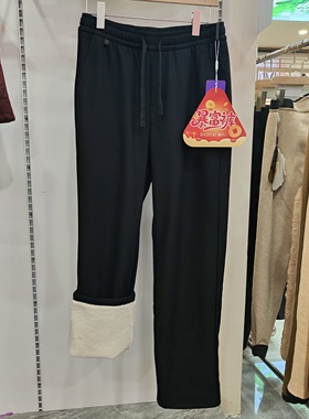 25041冬季新款男士羊羔绒皮草裤加厚外穿保暖裤百搭小直筒休闲裤