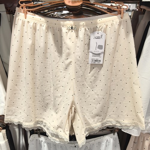 女眉波点蕾丝安全裤女夏季薄款冰丝防走光居家可外穿打底保险短裤