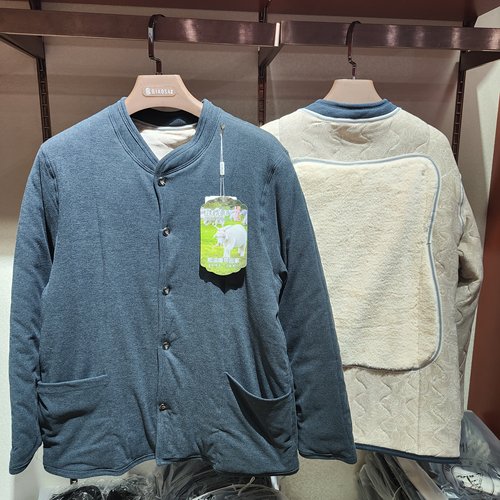 爱得唯2172秋冬新款男士加厚羊毛棉袄中老年护背贴片棉衣棉服大码