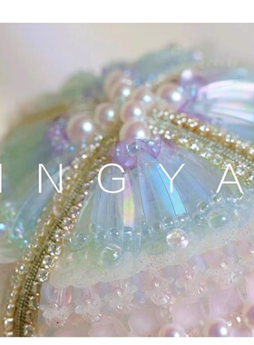 鲸言【水母】新品原创设计立体刺绣钉珠摆件DIY材料包视频教