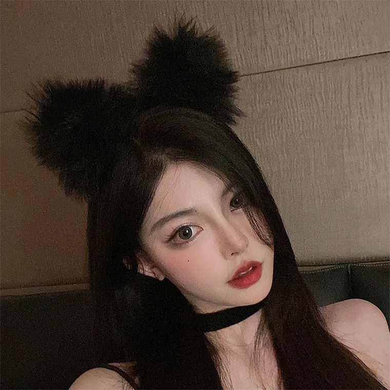 手工猫耳朵发箍女2023新款兔子头饰女成人发卡情趣cos兽耳万圣节