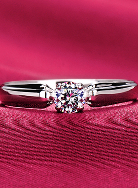 美国正品莫桑石戒指D色女仿真钻戒婚戒钻石珠宝带证书过钻笔78861