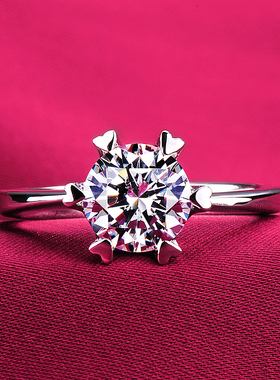 美国正品18K金莫桑石戒指D色女仿真钻戒婚戒钻石证书测钻笔70071