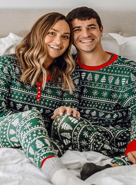 圣诞节家居服亲子装长袖睡衣套装一家四口Christmas Day麋鹿SIN