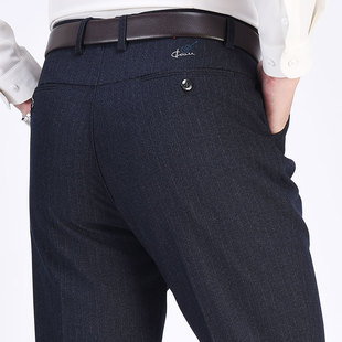 秋冬季加绒加厚款中老年男裤休闲裤西裤高腰宽松深裆中年裤子老人