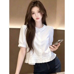 超火减龄亚麻白衬衫衬衣女款2026新款夏季独特漂亮小衫设计感上衣