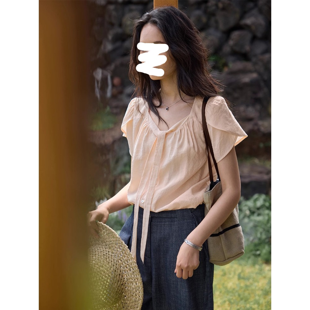 粉色短袖衬衫女夏季2025新