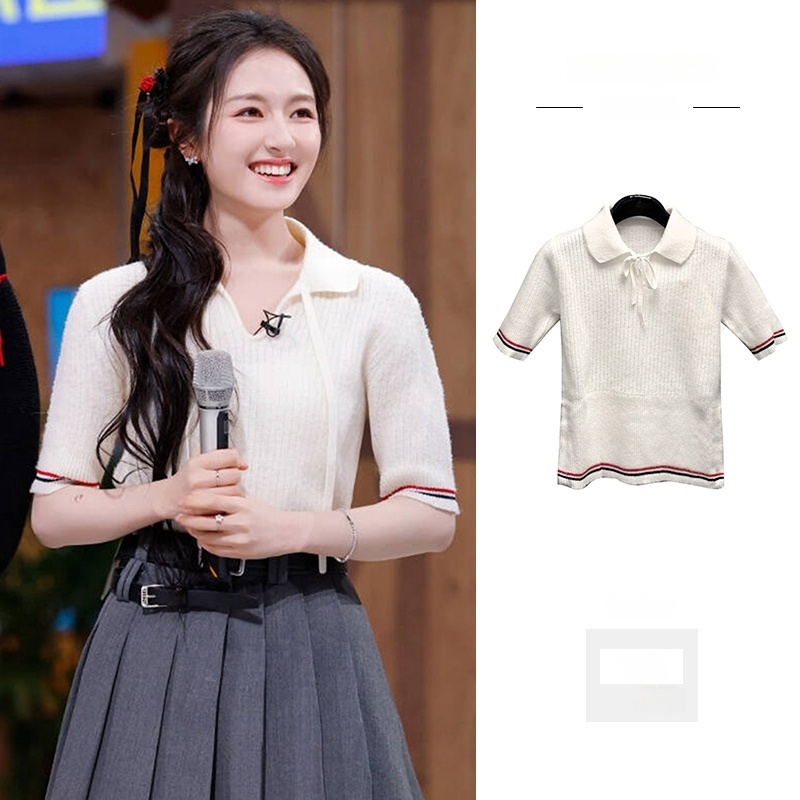 明星李兰迪同款米白色pol