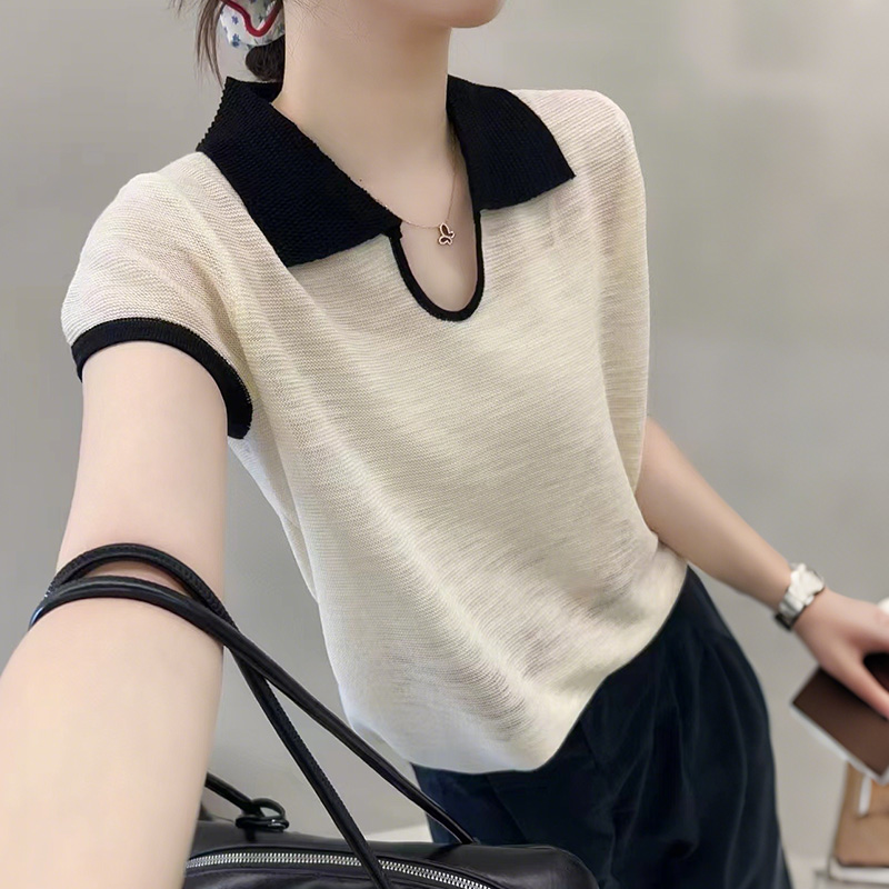 衫气质洋气短袖上衣冰丝t恤女