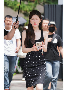 新款 许我耀眼赵露思许研同款 衣服高腰裙子波点半身裙女包臀裙夏季