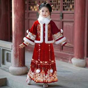 马面裙女童拜年服秋冬款2026新款儿童汉服冬季中国风加绒加厚唐装