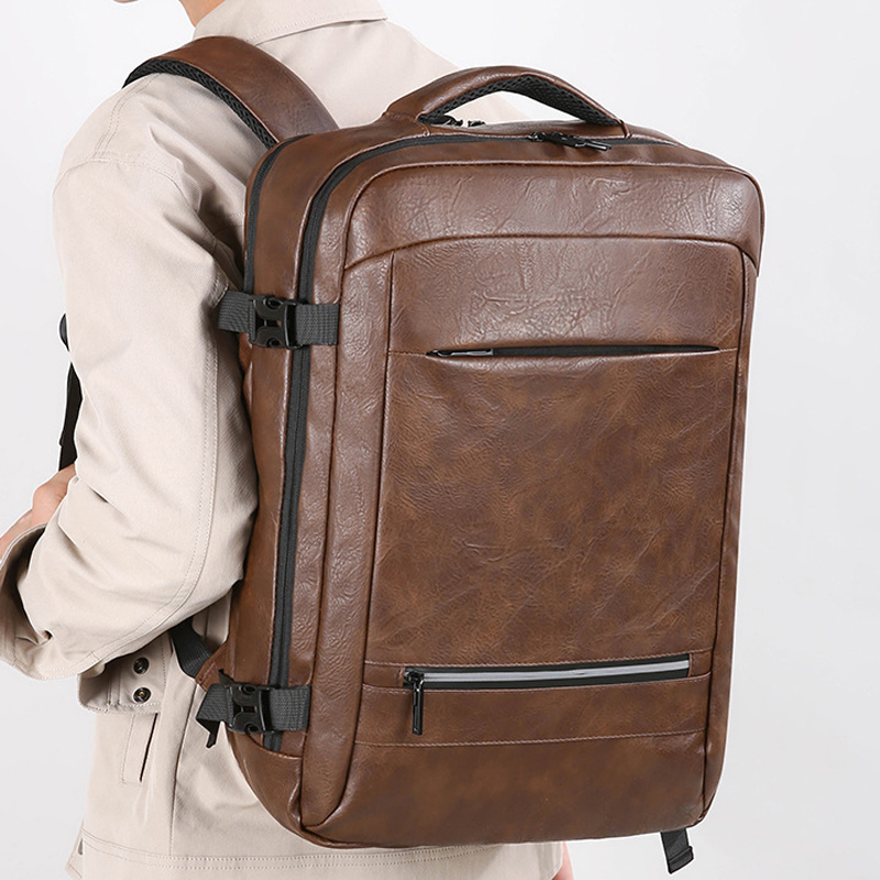 男士双肩背包皮质休闲通勤电脑包