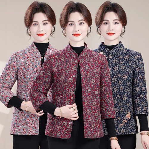 妈妈秋冬加绒小棉衣驼绒棉马夹