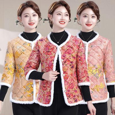 妈妈冬季加绒棉马夹中年女装棉衣