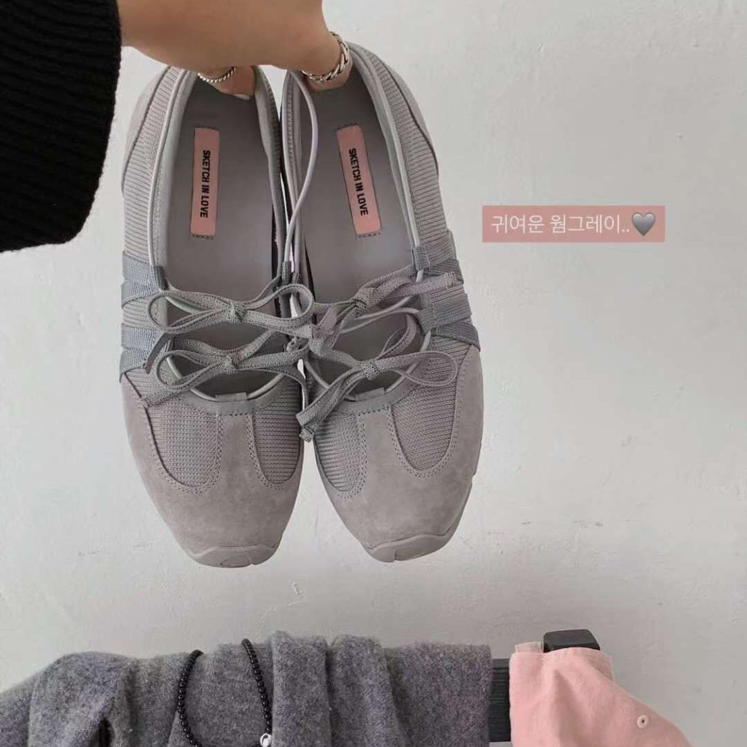 韩小爱休闲韩版翻皮可爱百搭平底女运动鞋女单鞋sketch in love