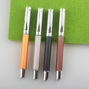 新款金属宝珠笔木质笔杆黑色中性笔高颜值走珠笔速干签字笔文具笔