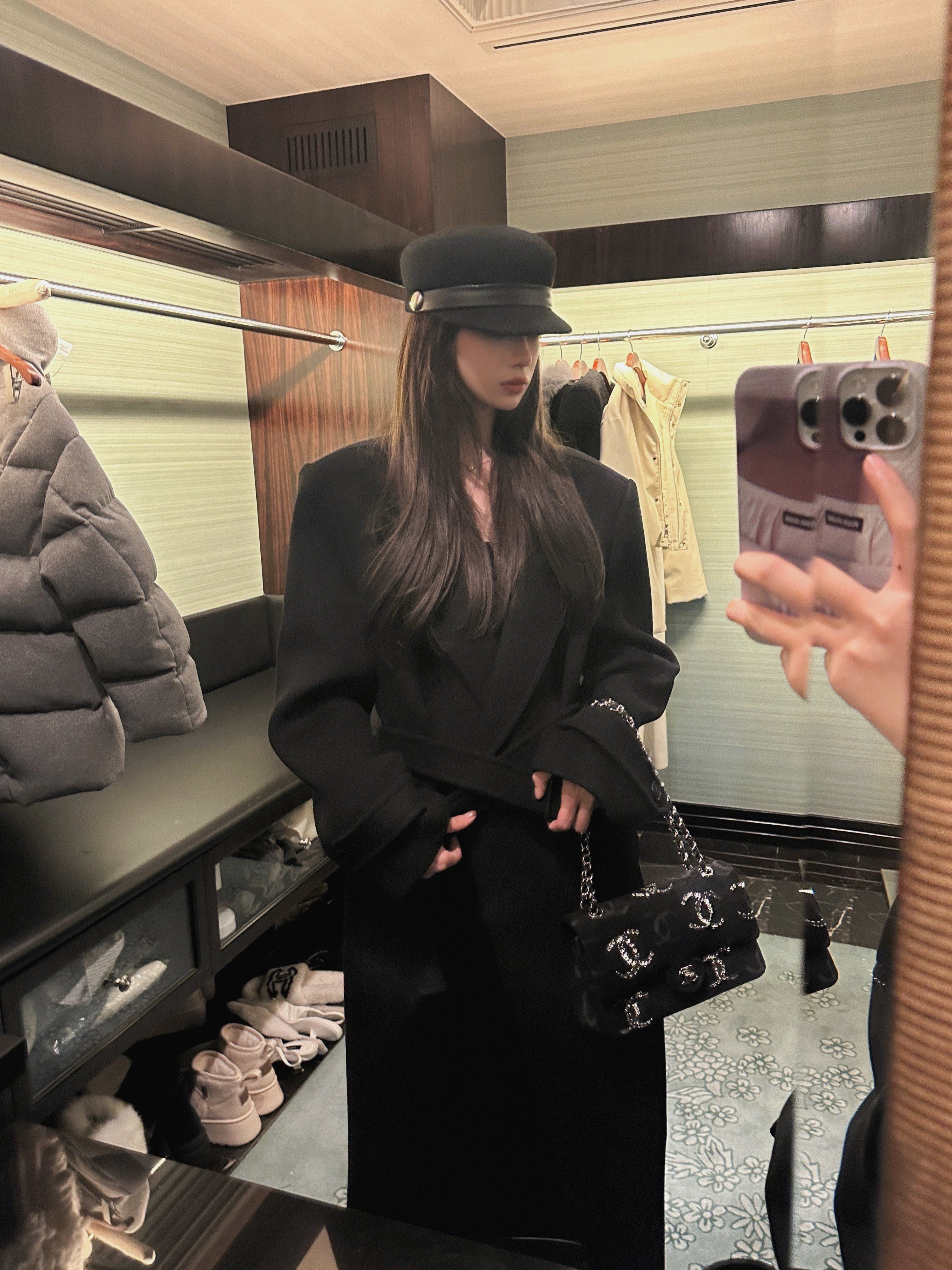 INMIMIFACE黑色呢大衣