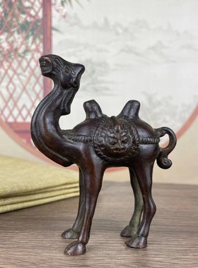 沙漠骆驼动物摆件复古合金工艺品摆件博古架家居红酒柜茶宠摆件