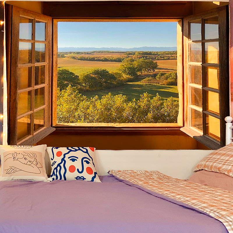 秋天田野 ins窗户背景布卧室床头挂布租房宿舍装饰墙面布艺挂毯