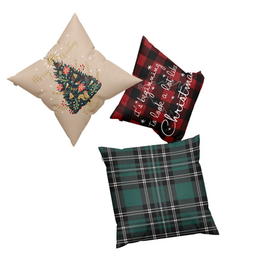 圣诞节棉麻卡通ins风抱枕