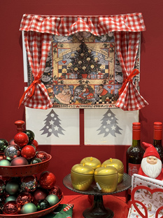 布谷 饰 可爱少女卡通新年圣诞氛围挂布魔术贴帘子遮挡挂画窗帘装