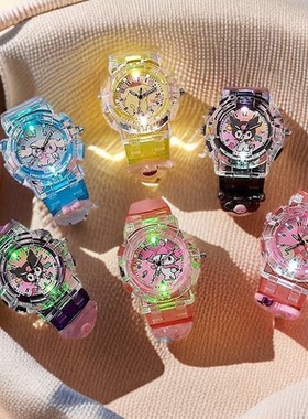 库洛米儿童手表玩具女孩发光卡通小孩电子可看时间手表防水玩具表