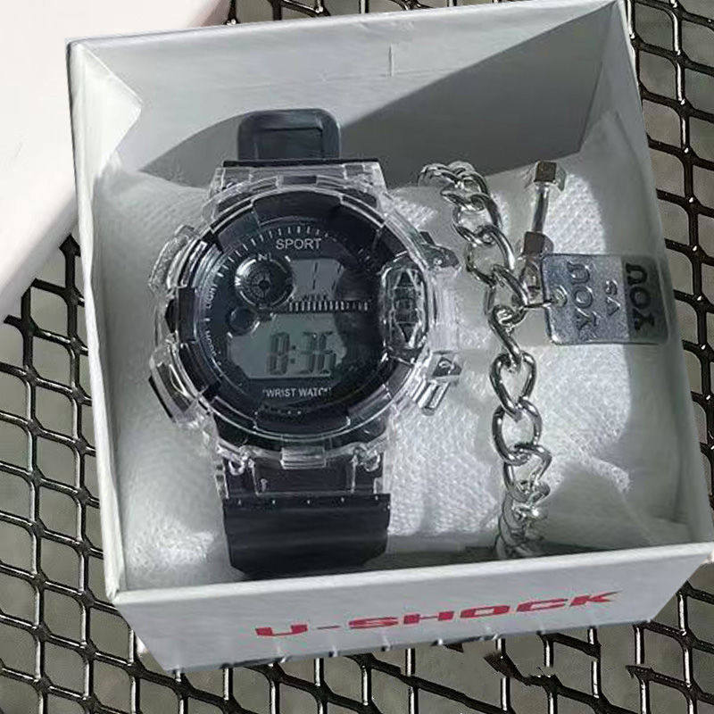 多功能手表女款学生党初高中生冰川白色少女ins高颜值运动电子表