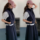 休闲减龄工装马甲半身裙套装女夏新款小个子两件套ootd穿搭连衣裙，女装运动套装，两个王小姐