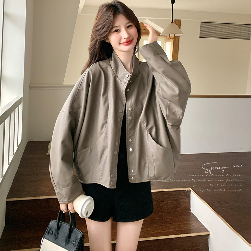 新品！现货！立领翻修格子拼接皮衣C269P145K258，女装皮衣，两个王小姐