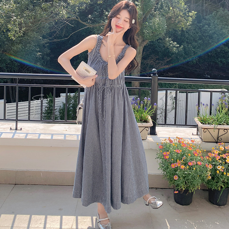 25春夏新款！现货小格子田园感连衣裙C256P130K188,女装连衣裙,两个王小姐