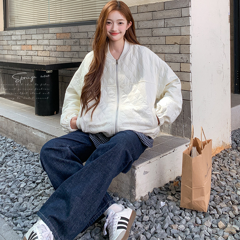 新品！！现货压棉圆领菱格纹外套Q195P165K258,女装棉衣/棉服,两个王小姐