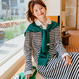22年新款！现货！提拉米苏配色条纹针织卫衣裙Q119P105K158，女装卫衣/绒衫，两个王小姐
