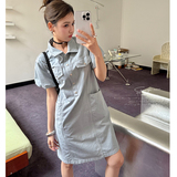 小个子polo领工装连衣裙女夏新款学院风韩系宽松甜美休闲t恤裙，女装连衣裙，两个王小姐