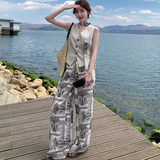 新品！现货！度假风麻感两件套C273P145K238，女装衬衫，两个王小姐