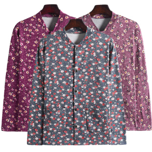 衬衫 外套老年人系扣上衣打底衫 奶奶开衫 妈妈春秋褂子德绒薄款