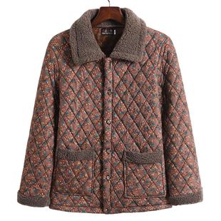 加绒加厚妈妈棉袄防寒保暖老年人棉衣奶奶冬装 加棉防寒外套婆棉服