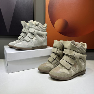 欧美街头厚底短靴女休闲运动鞋 7CM真皮内增高帮女鞋 2025秋冬新款