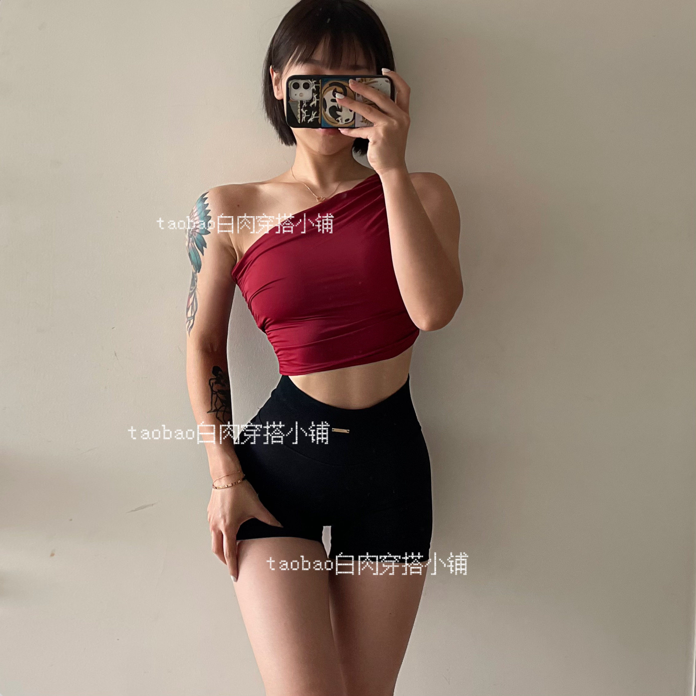 白肉穿搭小铺斜肩款运动背心瑜伽女内衣单肩褶子可外穿健身上衣