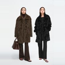 MHV ARCHIVE 仿托卡环保皮草 配真天然牛角扣 女士中长款夹克外套