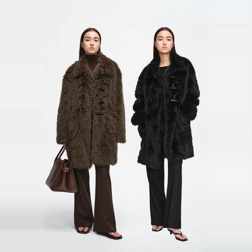 MHV仿托卡环保皮草中长款外套