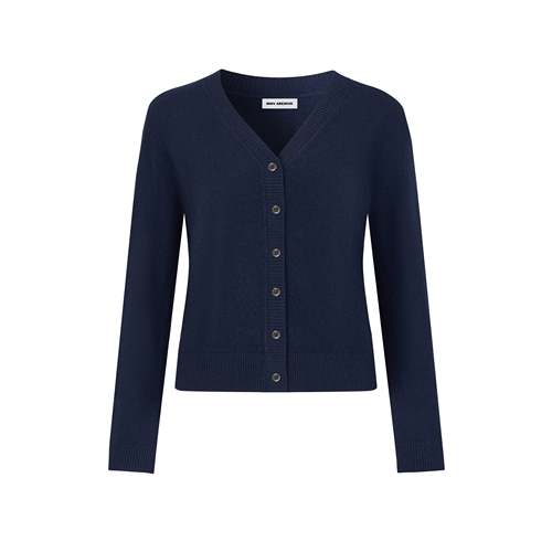 MHV ARCHIVE 澳洲美利奴羊毛女士V领中长款针织开衫毛衣