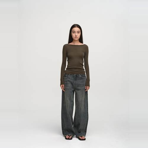 岛精18针美利奴羊毛一字领打底