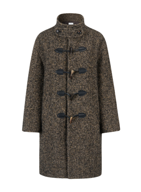 MHV ARCHIVE 色纺粗纺羊毛特种染 女士长款牛角扣宽松大衣外套