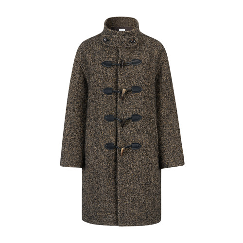 MHV ARCHIVE 色纺粗纺羊毛特种染 女士长款牛角扣宽松大衣外套