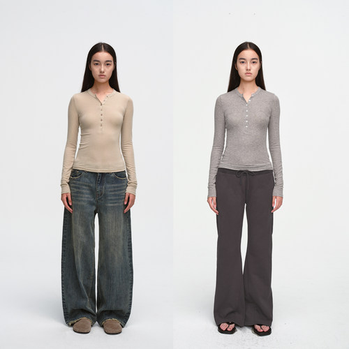 MHV羊毛天丝修身亨利打底衫